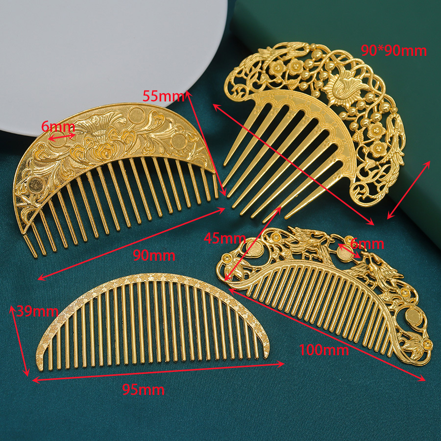 Alloy electrophoresis color-preserving ancient style hair comb collection Tang style new Chinese style hanfu cheongsam peony updo hair insert comb accessories