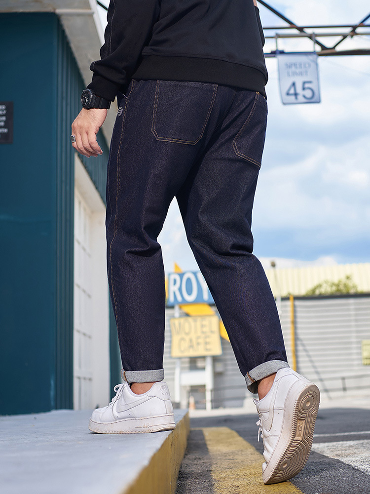 Z0302 | Trendy brand plus size bottom fat pants 2023 autumn new classic casual all-match embroidered jeans for men