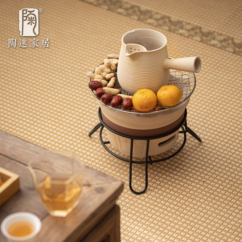 Charcoal Tea Stove, Stoneware Stove for Tea Making, High Temperature Resistant Ceramic Open Fire Stove, Tea Warming Barbecue, Retro Dry Stove