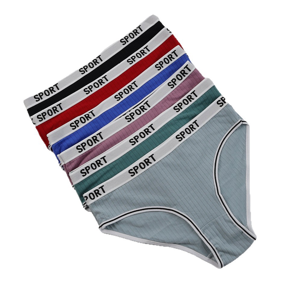 Cross-Border Large Size Underwear Women's Pure Cotton Sports Letter Women's Underwear Briefs Threadedтру Akkaки