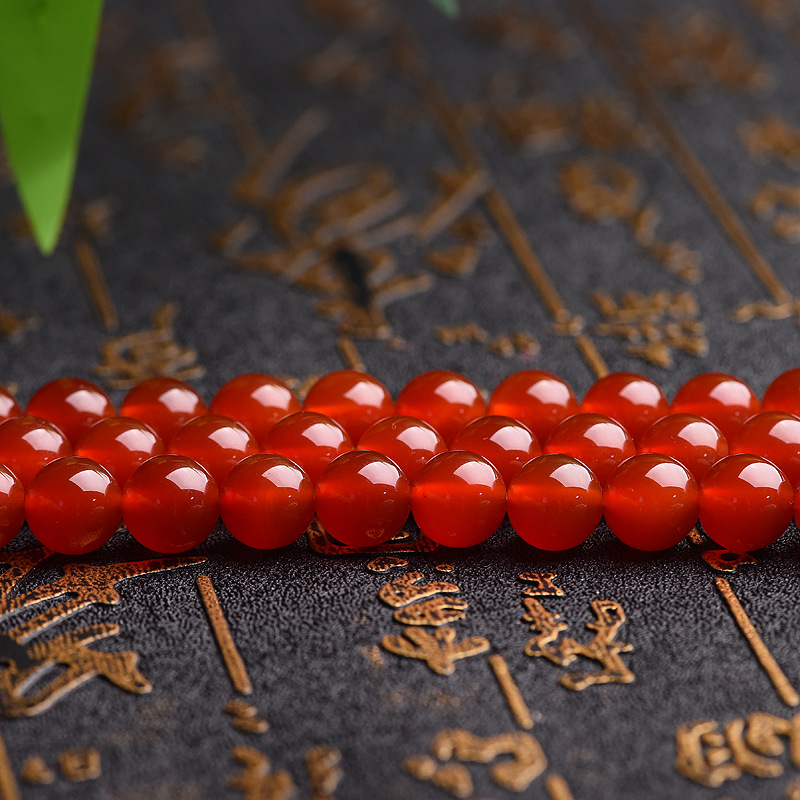 Huige Fang Crystal Natural Red Agate Loose Beads Beaded Agate Round Beads Semi-Finished Products Wholesale Agate Stone