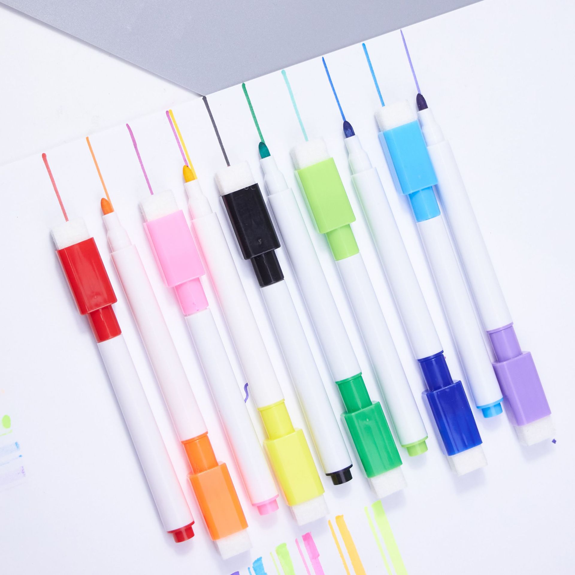 Colorful Whiteboard Pens Can Erase and Add Ink, Large Capacity with Board Brush, Simple and Fresh Whiteboard Pens, Children's Writing and Painting Pens