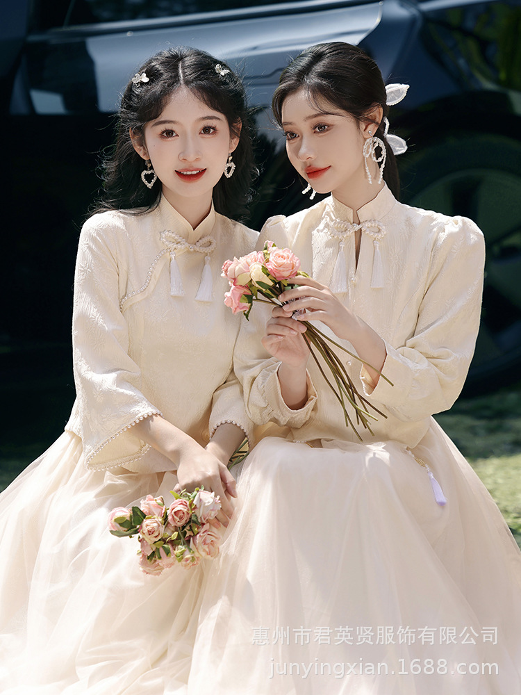 New Chinese Bridesmaid Dress Dress 2025 Summer New Style Small High-end Sense Usually Wear Sisters Bridesmaid Dress