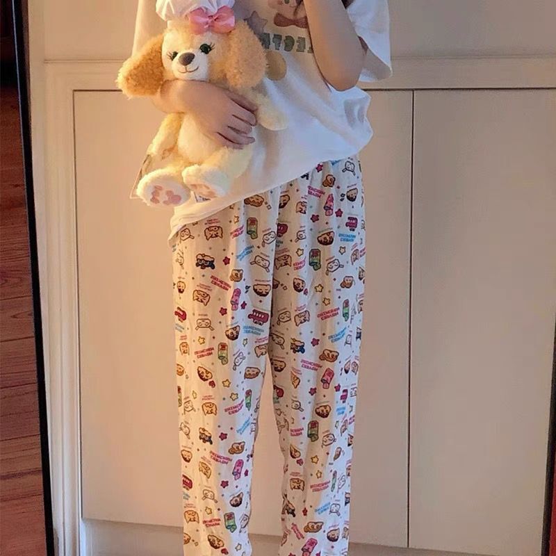 Walking pants! Cartoon pajama pants for women Summer and autumn new outdoor wear home air conditioning trousers Korean style loose casual pants