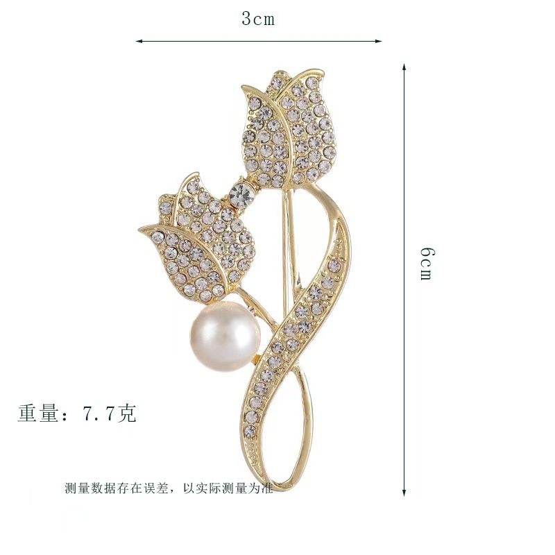 Double-headed tulip brooch women flower corsage autumn and winter coat coat pin suit accessories in stock wholesale