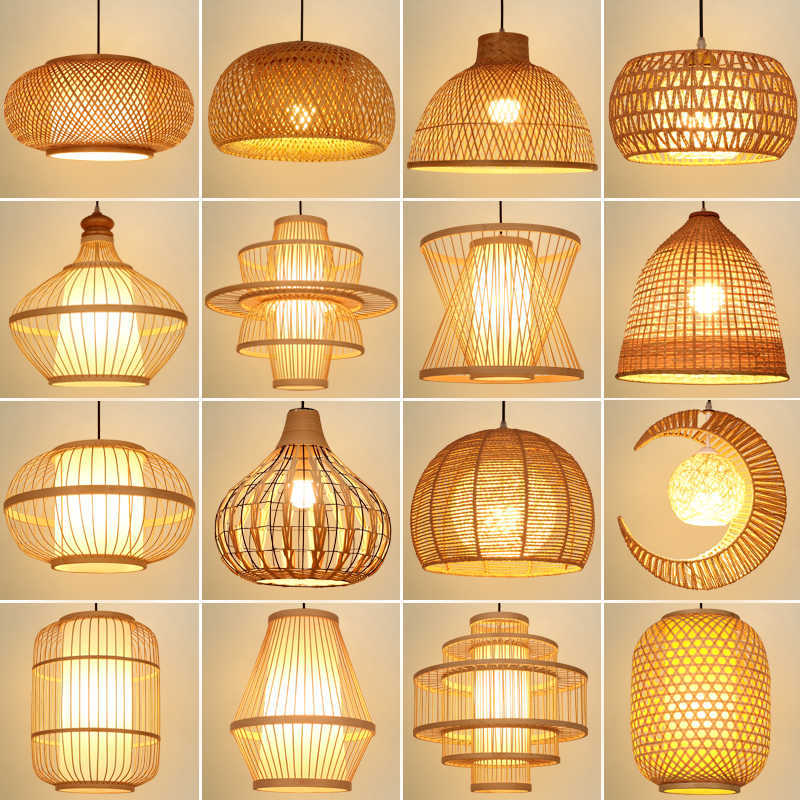 Бамбуковая люстра, новый китайский ресторан, бамбуковая арт-лампа, коммерческое питание, дзен-чайная комната, японский плетеный абажур