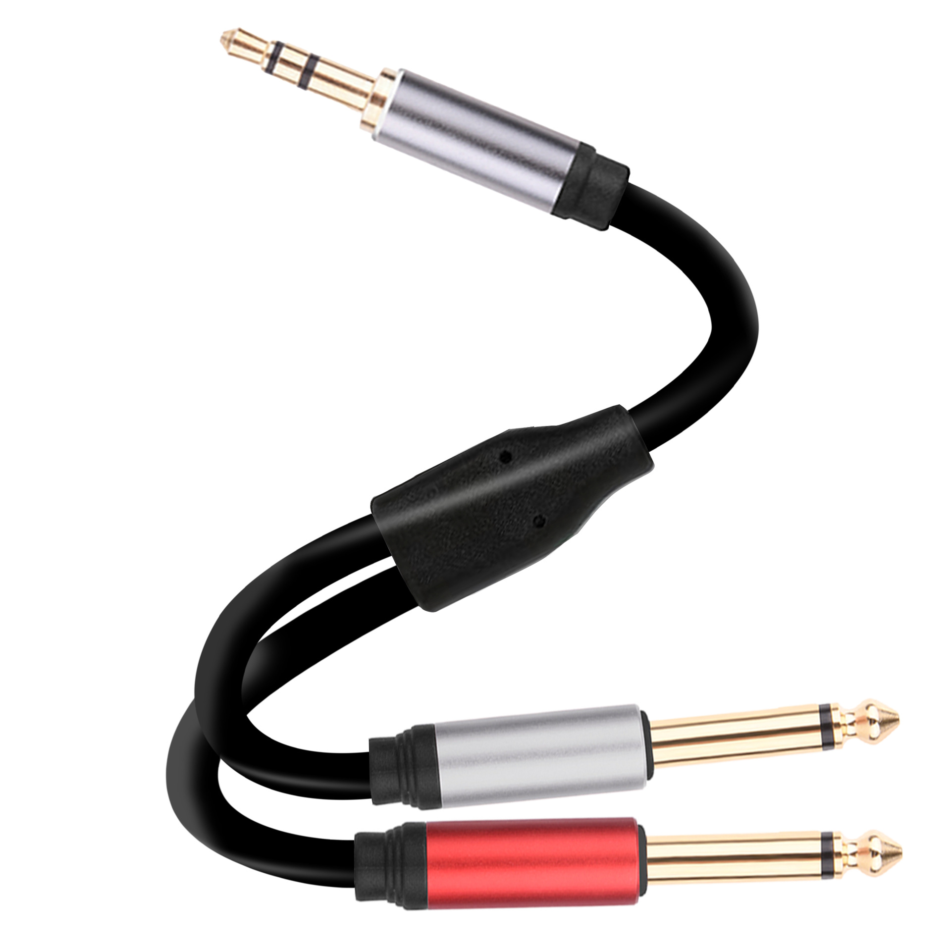 Foreign Trade 3.5mm to Dual 6.5 Audio Cable One-to-two Male to Double Male Adapter Plug Cable 6.35 Speaker Cable