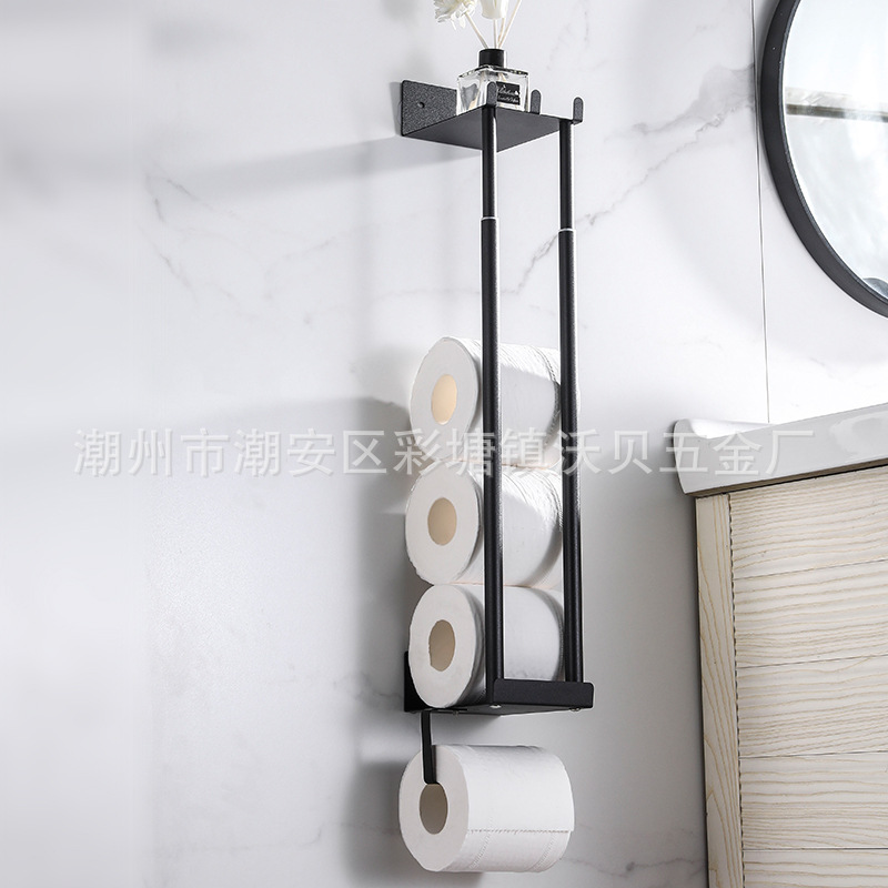 Cross-border toilet tissue storage rack tissue holder home creative roll paper holder metal wall hanging towel holder hook