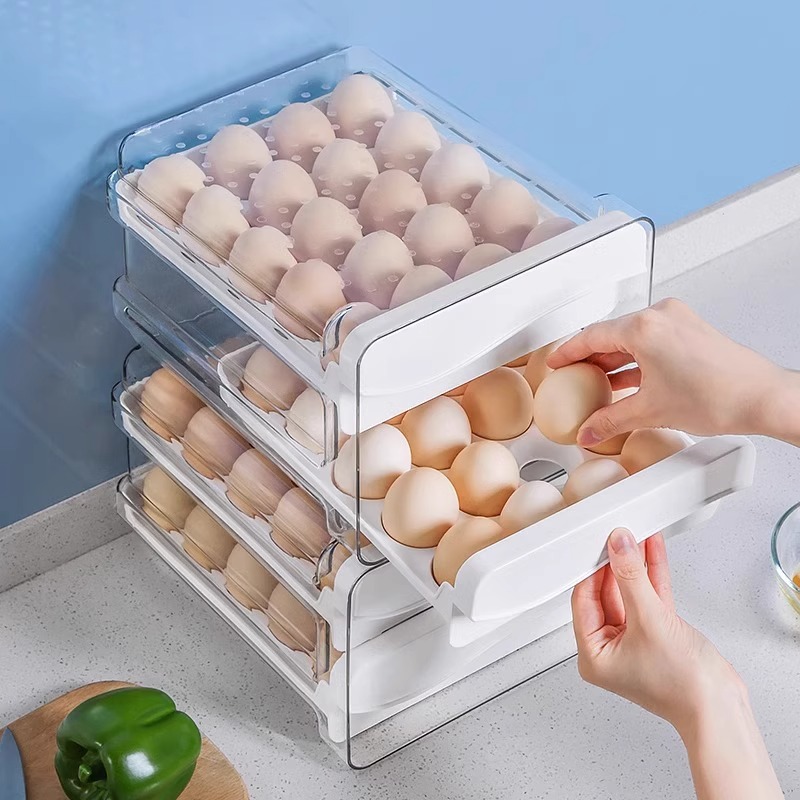 Refrigerator Egg Storage Box Kitchen Egg Box Storage and Organization Large-Capacity Egg Tray Drawer-Type Egg Box Preservation Household