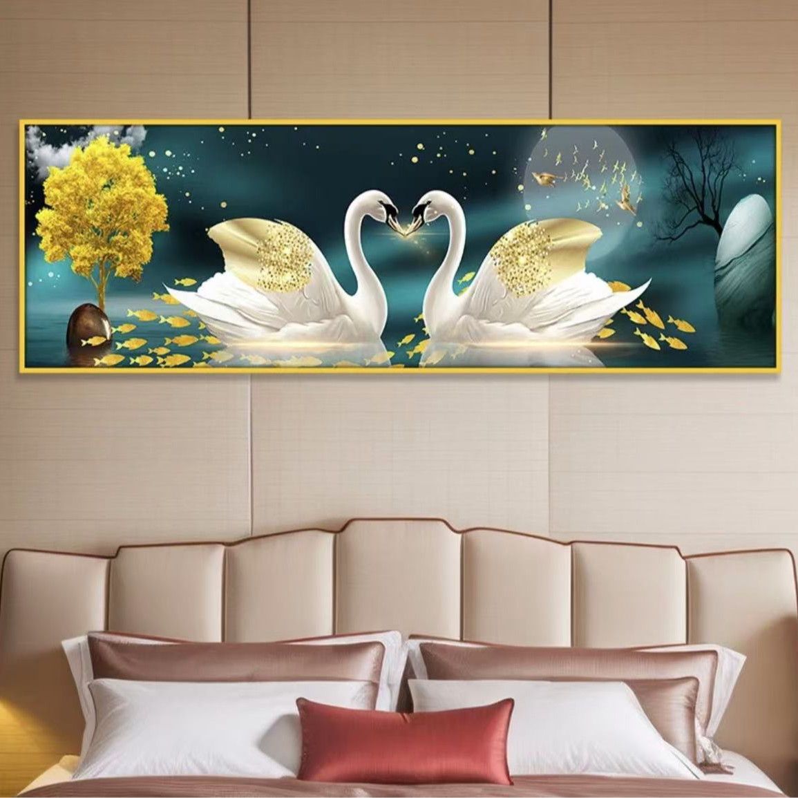 Self-adhesive painting mural bedroom bedside room background mural hotel hotel master bedroom decorative painting hotel non-punching
