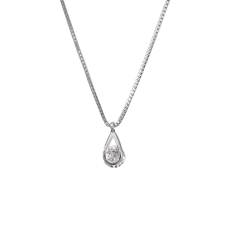 Korean Style Ins Simple Summer Zircon Water Drop Pendant Necklace Female Niche All-match Alloy Accessories Geometric Clavicle Chain