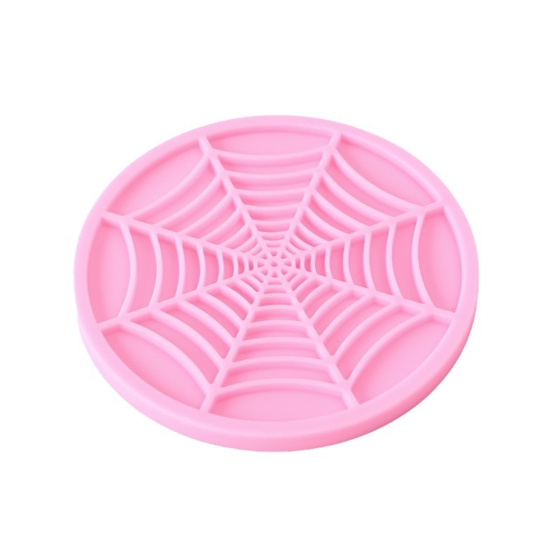Cross-Border Silicone Round Coaster Silicone Non-Slip Waterproof Car Water Coaster Spider Web Universal Coaster High Temperature Resistant
