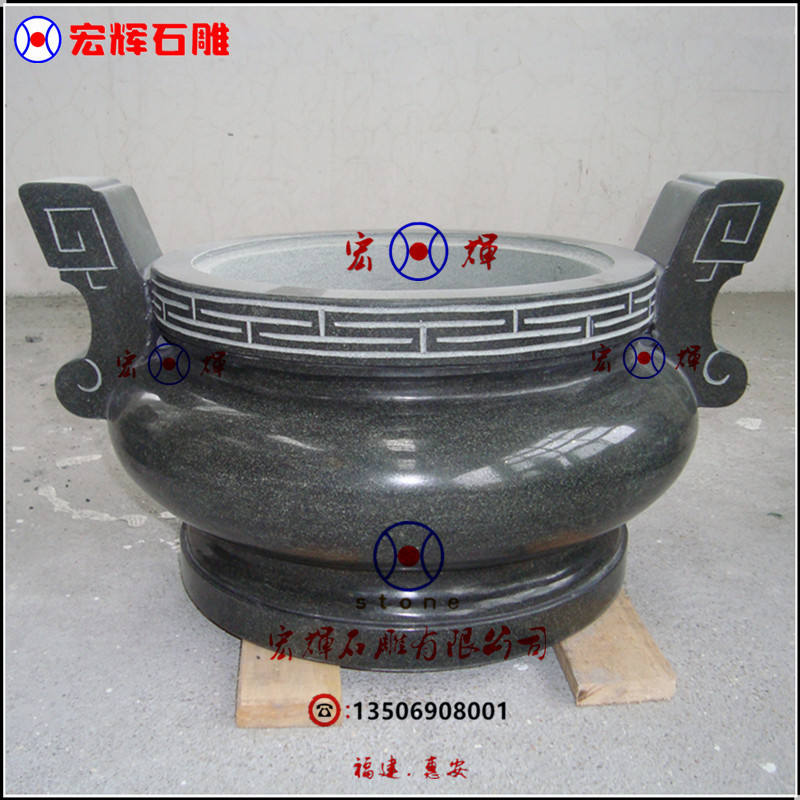 Golden Boy and Jade Girl Bluestone Small Cane Burners Square Tabletop Stone Burning Cane Burners Whole Stone Carving