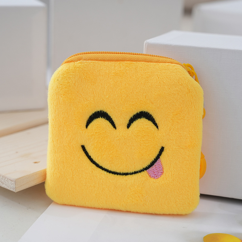 Creative Expression Pattern Expression Zipper Cute Universal Embroidered Change Seat Cartoon Cute Cartoon Small Bag Smiley Face Bag