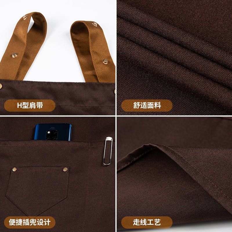 Waterproof Apron for Catering, Printed and Embroidered Logo, Coffee and Milk Tea Shop Waiter Apron, Work Clothes for Women Baking