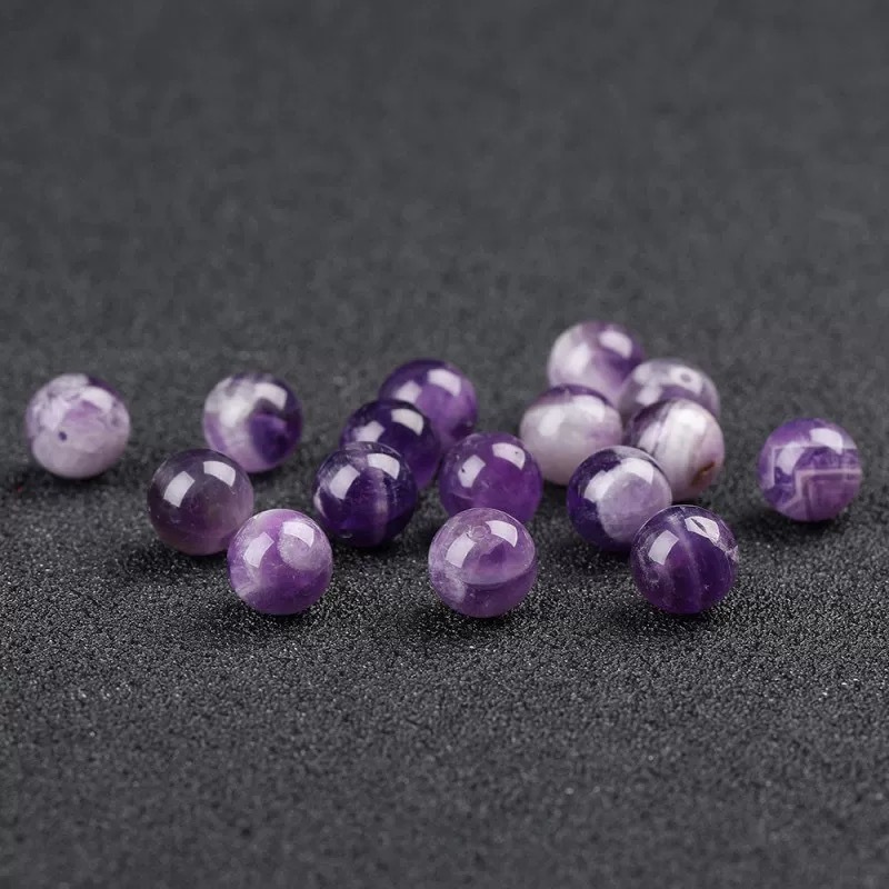 Huige Square Crystal Natural Fantasy Amethyst Scattered Beads Round Beads DIY Handmade Beads Amethyst Semi-finished Products