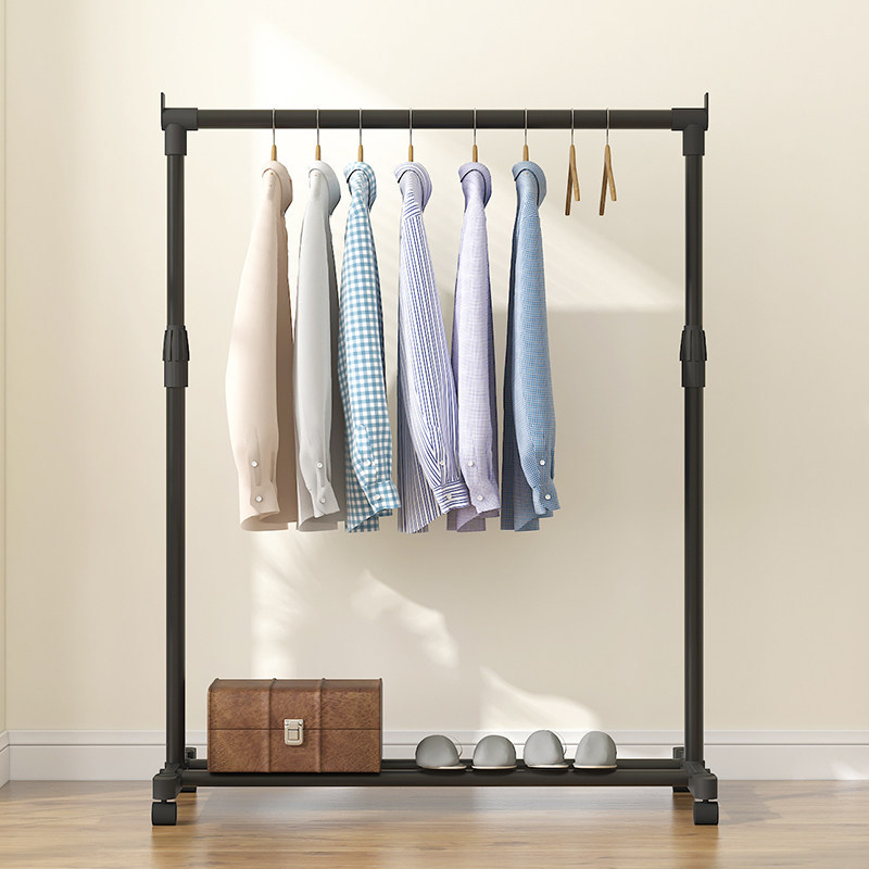 Clothes hanger portable simple double rod indoor balcony clothes hanger floor retractable folding cool clothes rack
