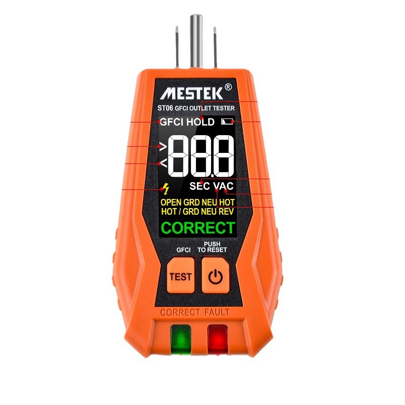 Socket tester power polarity test phase detection leakage switch detection wholesale foreign trade US gauge ST06