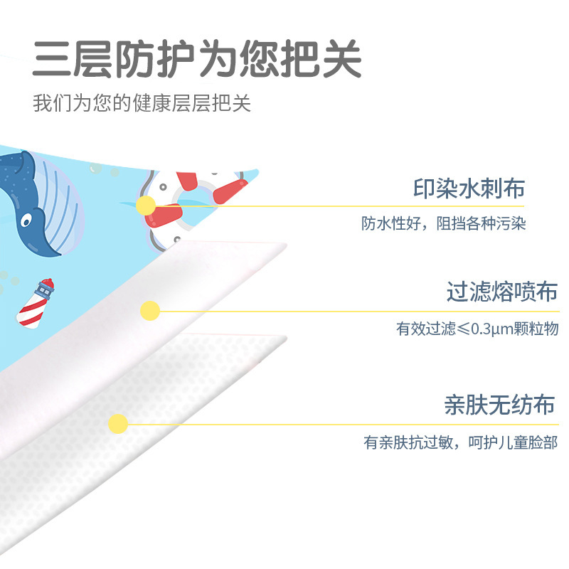 Vansbear children's 3D three-dimensional mask baby three-layer breathable 95 meltblown all English independent packaging