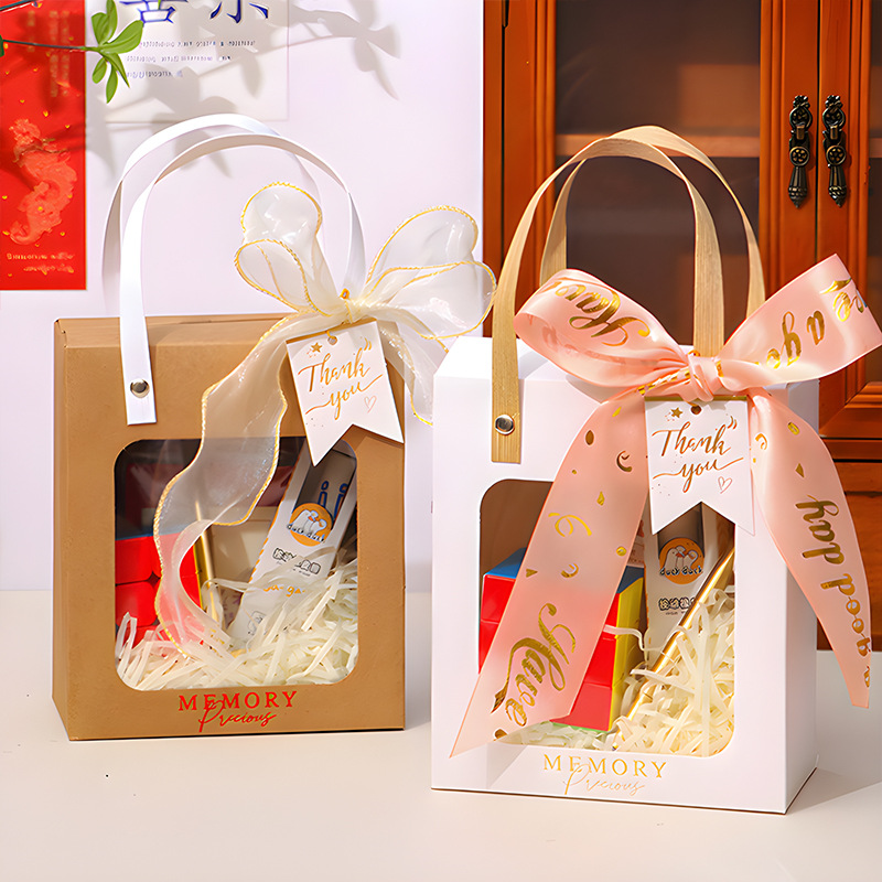 New Transparent Window Opening Accompanying Gift Packaging Bag Gift Bag Birthday Gift Bag Advanced Sense Gift suit