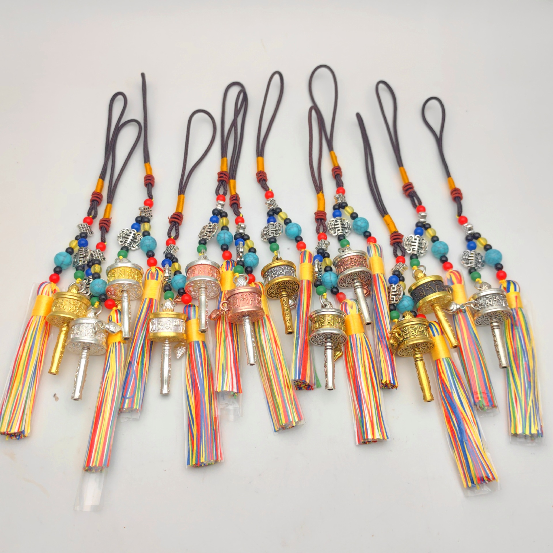 Xizang Jewelry Six-Character Mantra Prayer Tube Luggage Waist Tag Car Pendant Prayer Tube Tassel Keychain Accessories