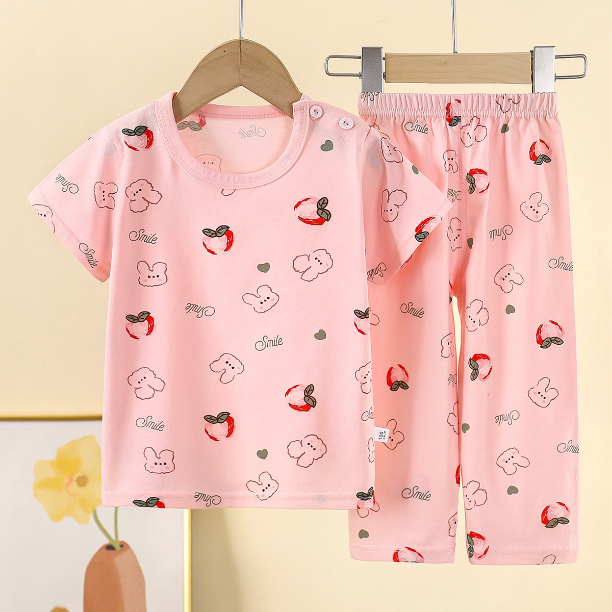 Short-Sleeved Suit Pure Cotton Summer Baby Boy Home Clothes Clothes Girls Pajamas Wholesale