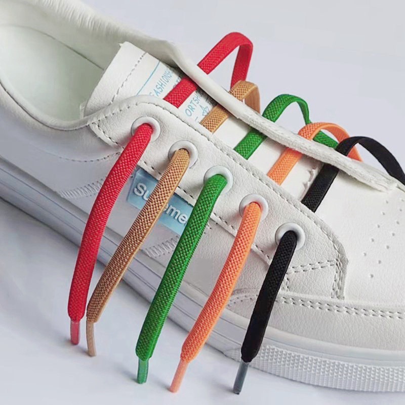 Wholesale 0.6cm flat elastic band elastic children's shoes with boys and girls shoelaces color lazy shoelaces spot supply