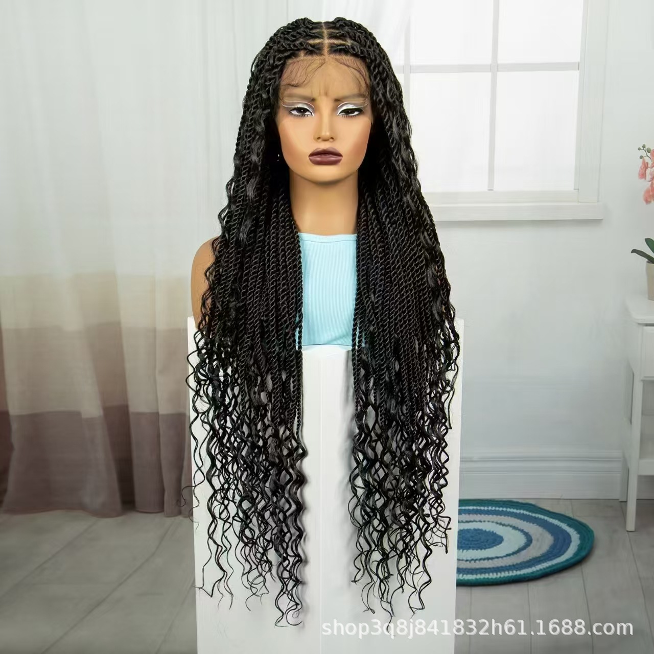 New Three-Strand Braid Crochet Hair Wig Full Lace Braid Headgear Customized Headgear