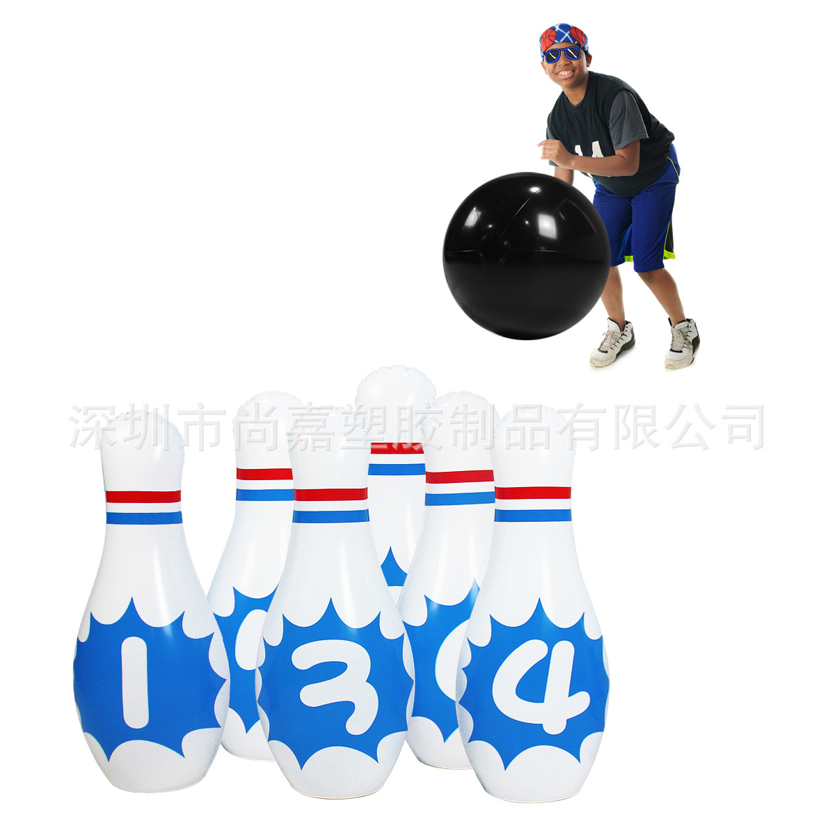 PVC Inflatable Bowling 6 suit Creative Digital Bowling Toy Indoor Kids Parent-Child Game Large Ball
