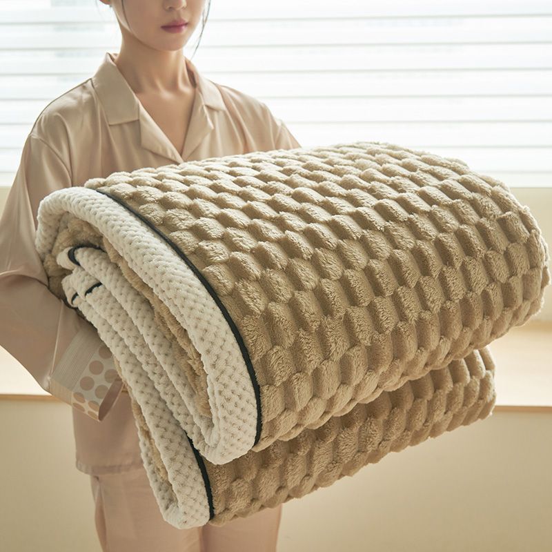 Lamb Fleece Blanket Super Thick Cover Blanket Household Nap Blanket Thickened Dual-Use Raschel Coral Blanket Milk Fleece Double-Sided