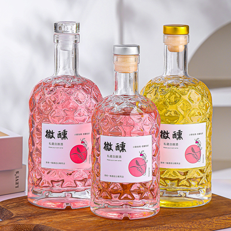 Glass Wine Bottles, Transparent Empty Bottles, Liquor Bottles, Fruit Wine Bottles, Creative Sealed Vodka Bottles, Wholesale in Stock
