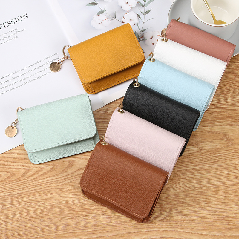 Korean Style Women's New Solid Color Wallet Card Holder Ins Short Simple Fashionable Multi-Card Holder Zipper Coin Purse