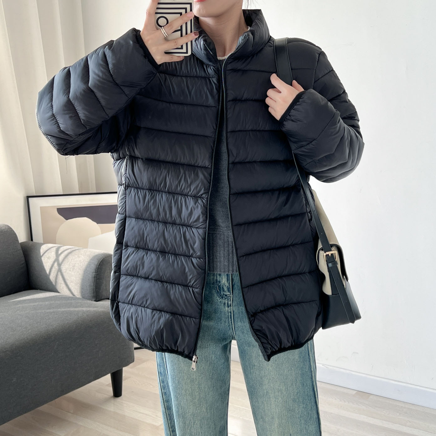 Light and short cotton-padded jacket 3632 winter stand collar coat new Korean version of plus size fat mm300 kg can be worn casual