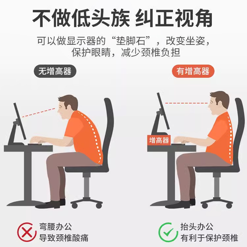 White Computer Elevated Rack Monitor Bracket Pad High Base Desktop Stand Desktop Storage Desk Rack