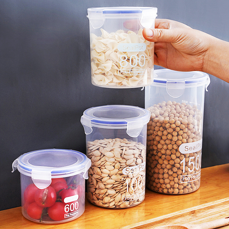 Transparent Plastic Sealed Jar Milk Powder Jar Round Food Jar with Lid Kitchen Grain Storage Box Storage Jar