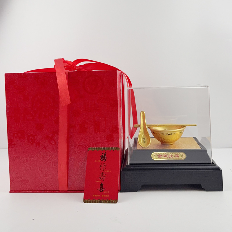 Yiwu supply gold bowl chopsticks gold bowl TOEFL ornaments golden rice bowl creative home living room dining room ornaments wholesale