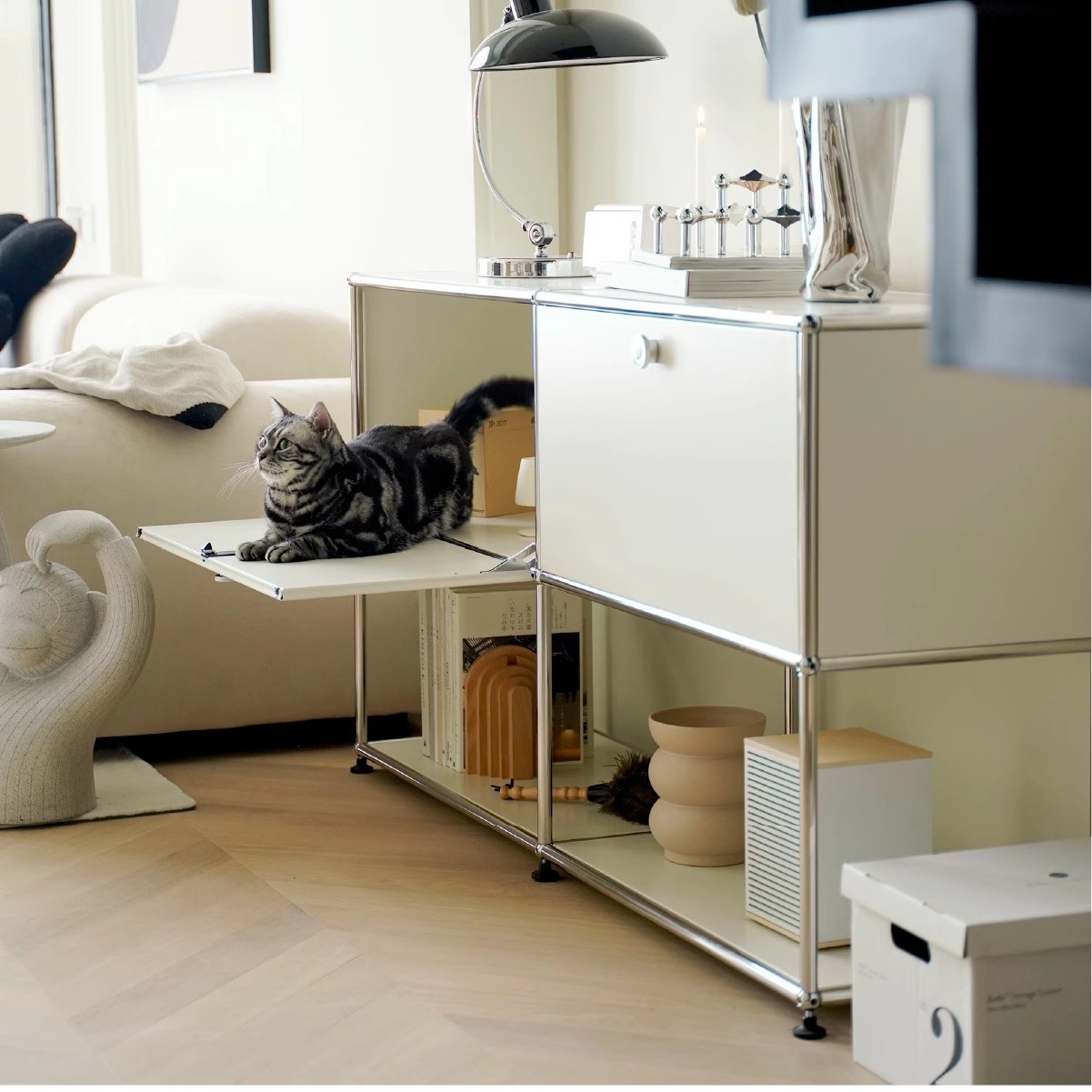 Usm Vintage Bauhaus Bedside Tv Cabinet Ins Style Modular Combination Iron Bucket Stainless Steel Sideboard Customization