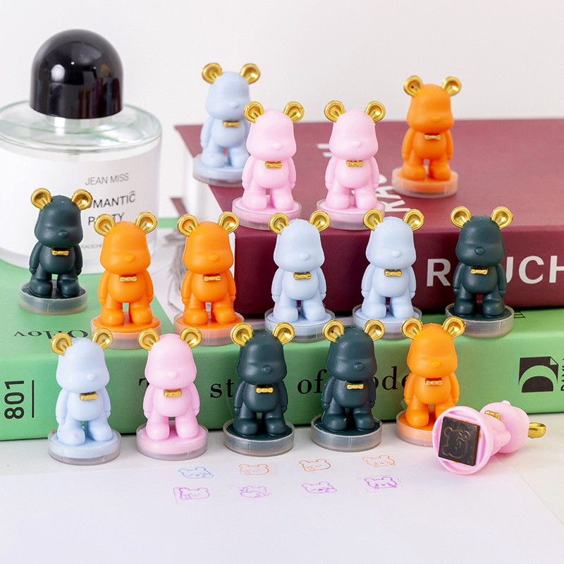 Cartoon Toy Seal Kindergarten Teachers Reward Toy Cute Bear Round Children's Educational Plastic Seal