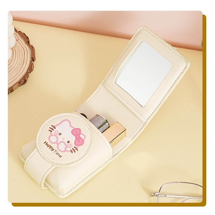 New Hello Kitty Mouth Red Envelope with Mirror Mini Bag Carry-on Makeup Makeup Storage Bag