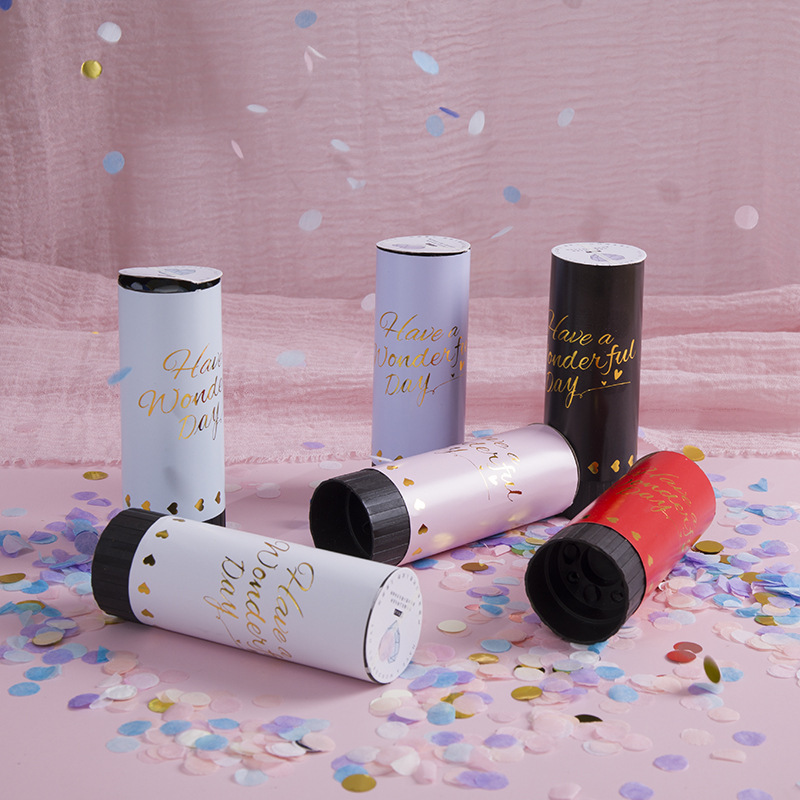 Birthday Wedding Hand-wrung Atmosphere Electronic Small Salute Spray Tube Hand-pulled Cannon Firework Photography Party Props Wedding