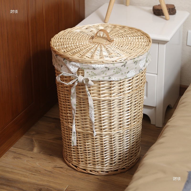 Storage Basket for Dirty Clothes, Rattan Woven Dirty Clothes Storage Basket, Dirty Clothes Hamper for Hot Pot Restaurants, Hotels, and Dining Establishments, Wicker Clothing Basket