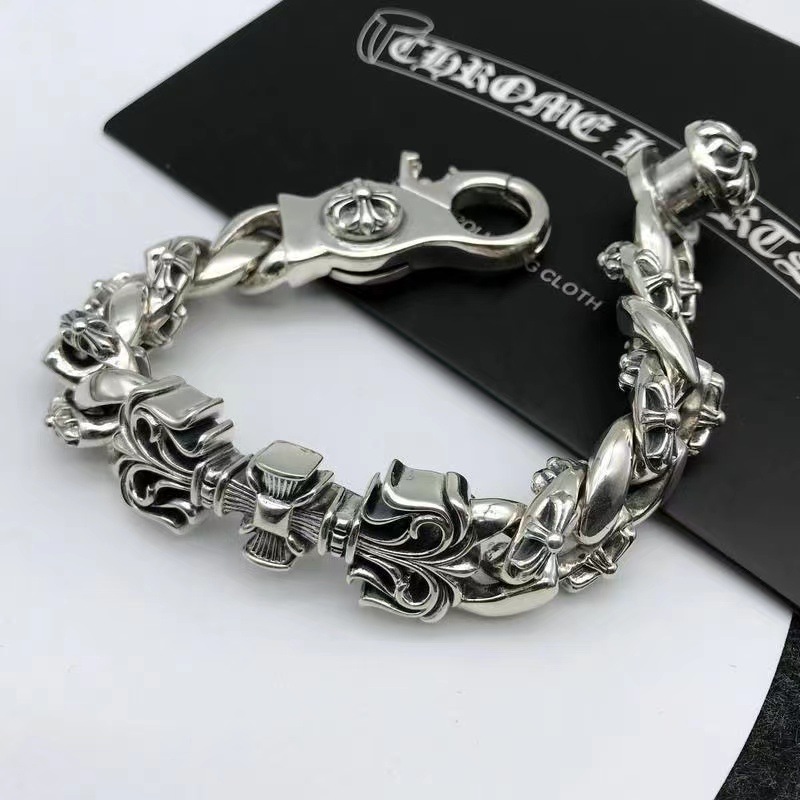 Aggressive Cross Bracelet Men's Trendy European and American Retro Bracelet Thick