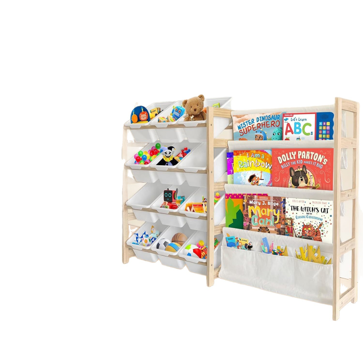 Wooden Multi-Layer Picture Book Rack Floor-Standing Storage Rack Solid Wood Kindergarten Area Simple Bookshelf Children's Toy Storage Rack