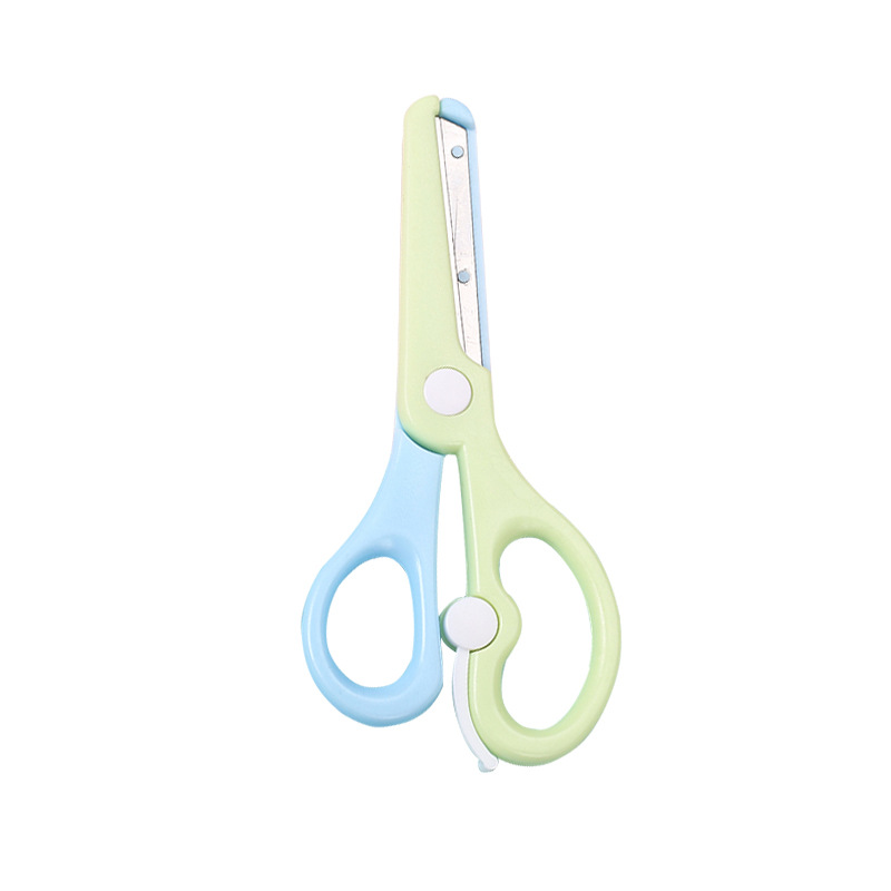Qian Hong stationery new macaron color children's safety scissors children's paper-cut Cartoon anti-pinch elastic plastic scissors