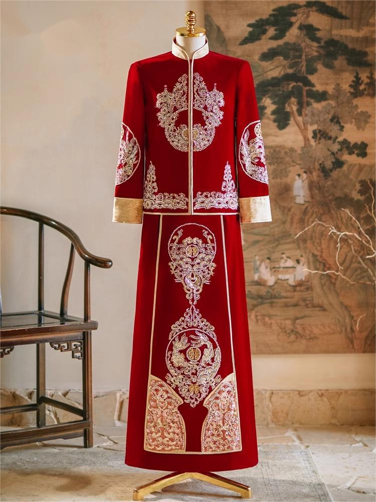 Мужской костюм Сюхэ, свадебный наряд 2024, вышитый костюм в китайском стиле