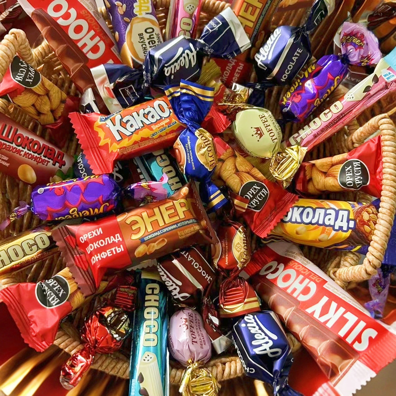 Свадебные конфеты русский вкус шоколад фиолетовая конфета тоффи смешанные оптом ежегодный подарочный пакет