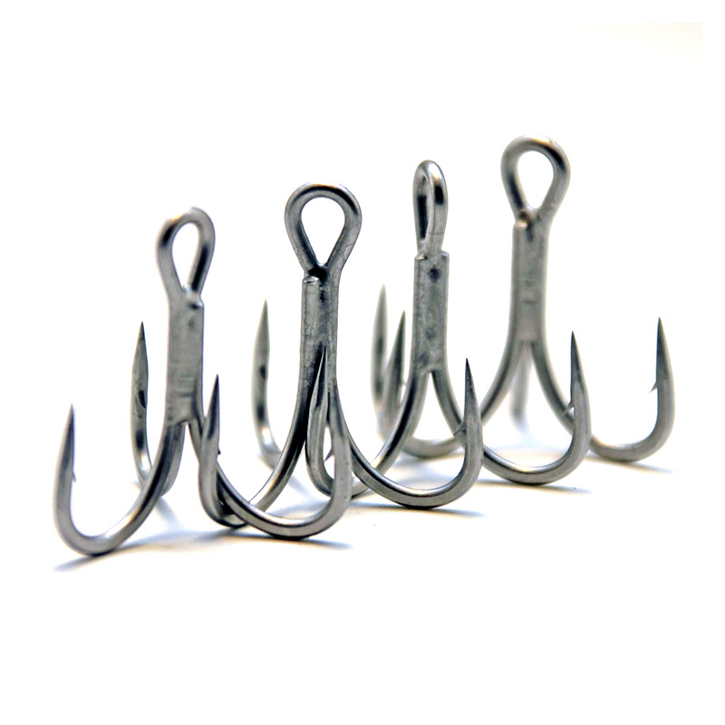 High Carbon Steel Lure 6066 Reinforced Three-Hook Thickened Barbed Three-Hook Black Nickel Anti-Rust Coated Fishhook Wholesale
