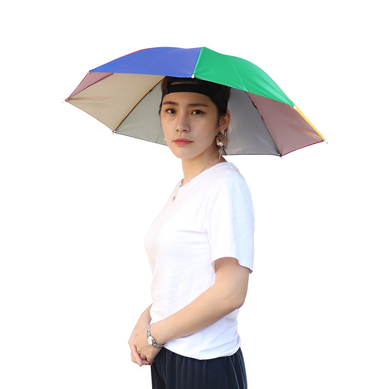 Factory Direct Sales in Stock Wholesale Summer Rain and Sun Protection Outdoor Fishing Umbrella Hat Tea Picking Sanitation Head-Mounted Umbrella Hat