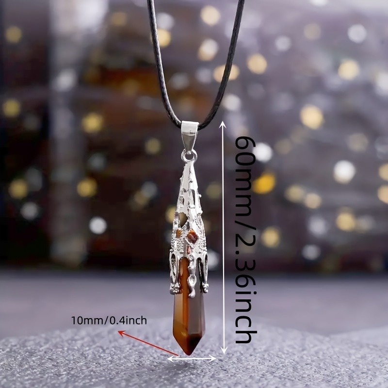 Cross-Border Hot Selling Natural Stone Pink Crystal Green Aventurine Amethyst Single Pointed Hexagonal Conical Pendulum Pendant Wholesale Inlay