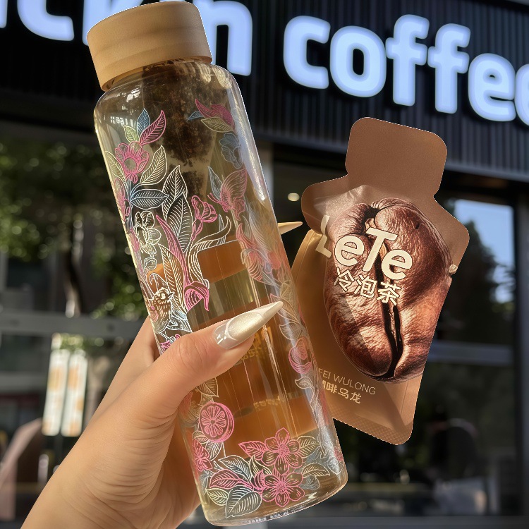 Lepinlecha's Same Color-Changing Flower Tea Cup, High Borosilicate, Large-Capacity Cold Brew Tea, Specially Designed for Power Supply, Portable and Customizable Logo